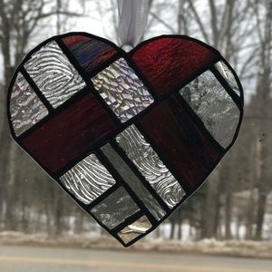 Handmade Stained Glass Heart Suncatcher.